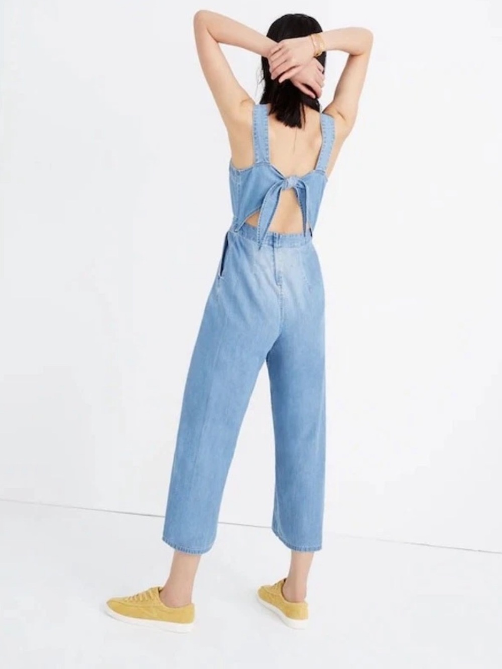 Madewell Denim Apron Bow-Back Jumpsuit Ronda Wash - 8